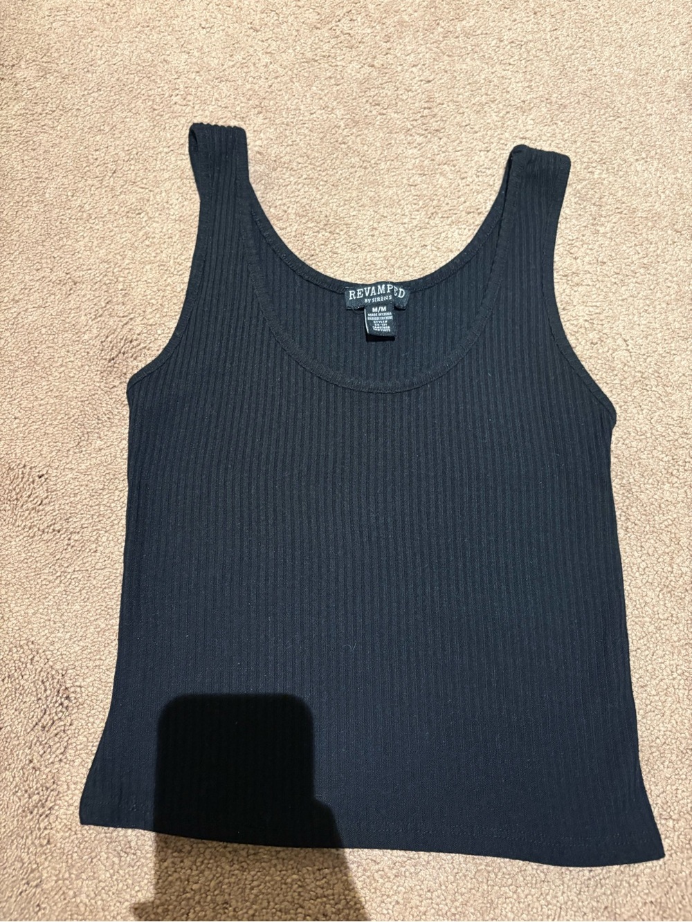 Revamped by sirens Black Ribbed Tank Top size medium